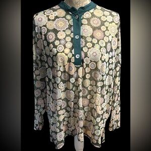 NWOT TAGS BLUMIN LONG SLEEVE FLORAL BOHO SHEER OVERSIZED BLOUSE SIZE SMALL